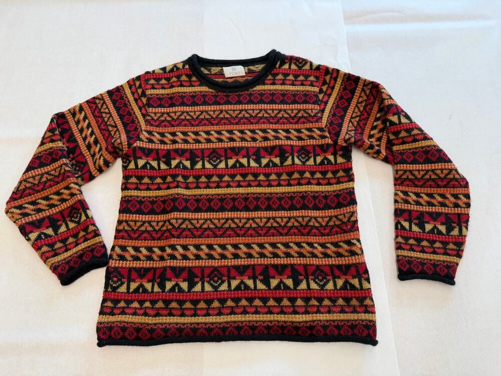 Tumi 100% Alpaca Sweater Made in Peru Small Geometric Tribal Southwestern Knit